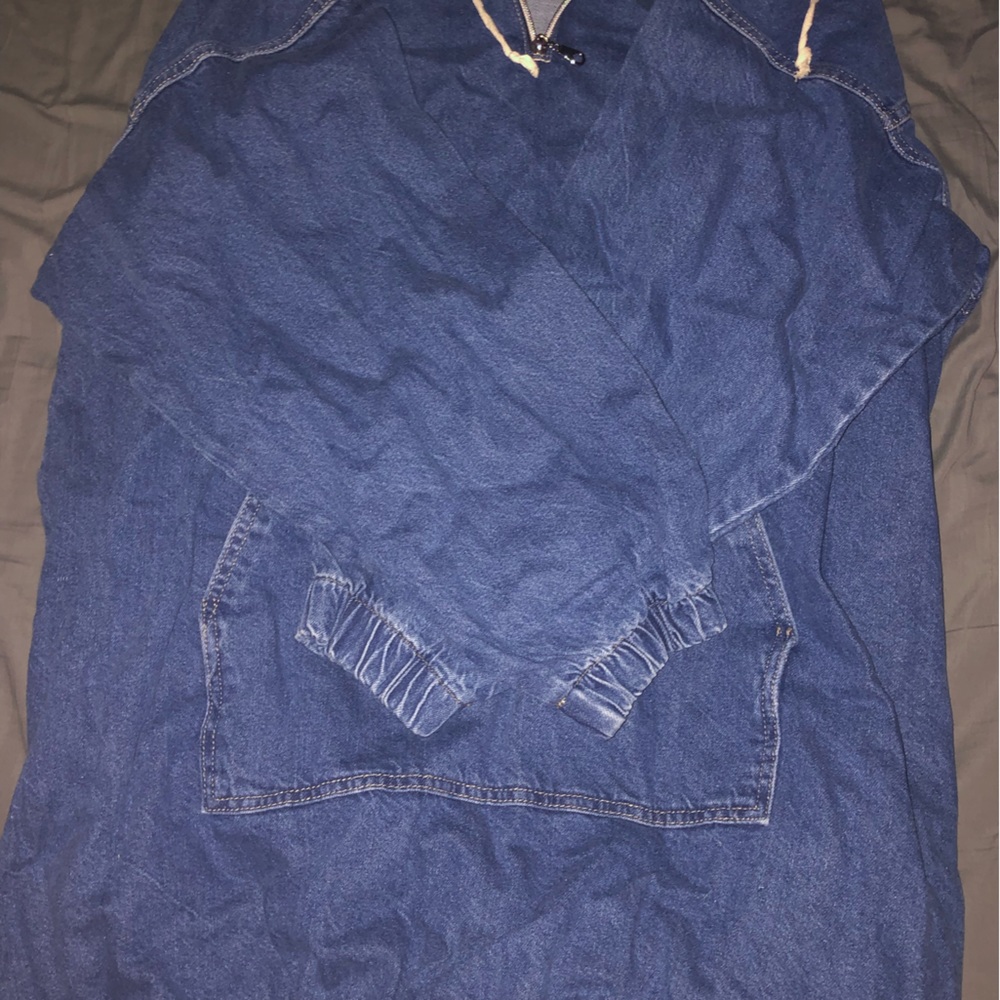 Denim hood half zip - Picture 2 of 3